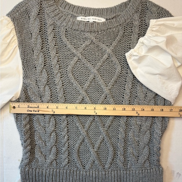 English Factory Mixed Media Cable Knit Down Midi Dress Size Small - Picture 8 of 10